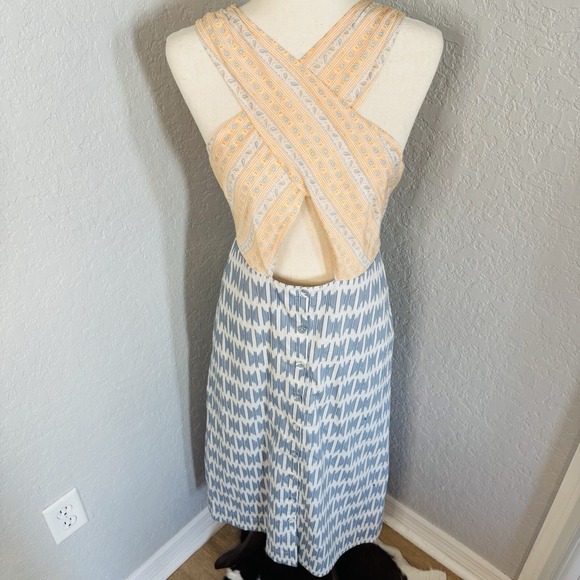 Joie Flippa Geo Print Cotton Midi Dress, Blue/Yellow, Size 10, NWT - Picture 8 of 16